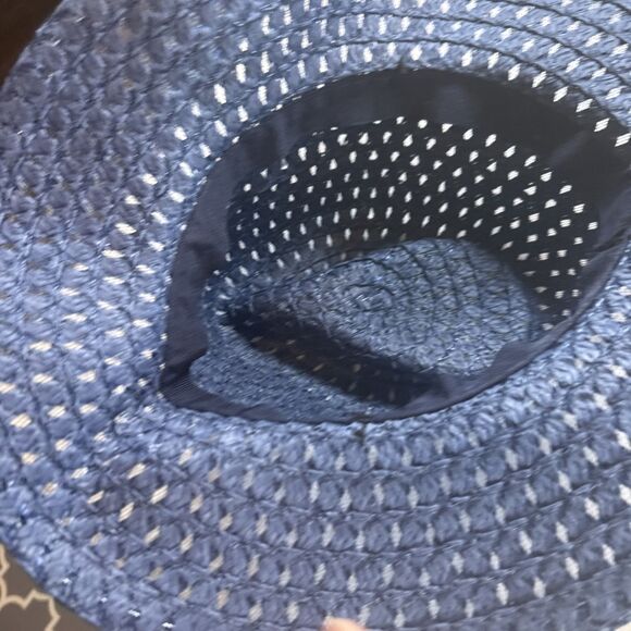 SHEIN Navy Blue Straw Hat Red White And Blue Bead Accents USA NWOT - Picture 10 of 12